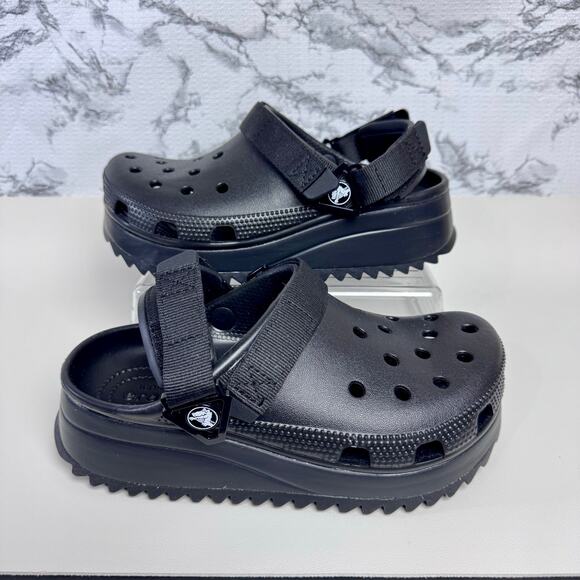 Crocs Classic Hiker Clogs Womens Size 6 Mens Size 4 Black Slip On Platform Slide - Picture 2 of 11